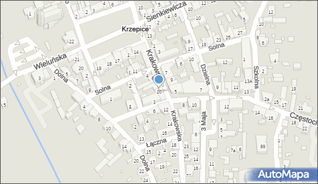 Krzepice, Krakowska, 10, mapa Krzepice
