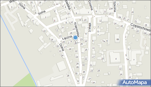 Krzepice, Krakowska, 20, mapa Krzepice