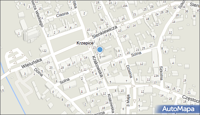 Krzepice, Krakowska, 3, mapa Krzepice