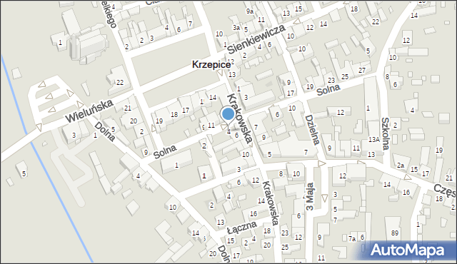 Krzepice, Krakowska, 4, mapa Krzepice