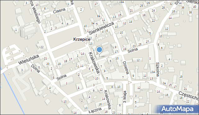 Krzepice, Krakowska, 5, mapa Krzepice