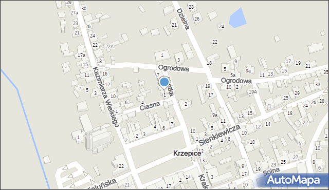 Krzepice, Krótka, 1, mapa Krzepice