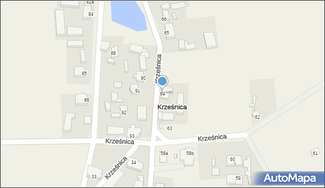 Krześnica, Krześnica, 64, mapa Krześnica