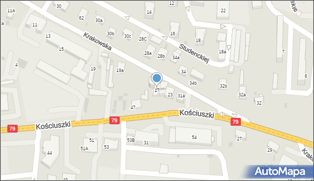 Krzeszowice, Krakowska, 17, mapa Krzeszowice