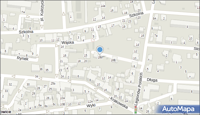 Krzeszowice, Krakowska, 18d, mapa Krzeszowice