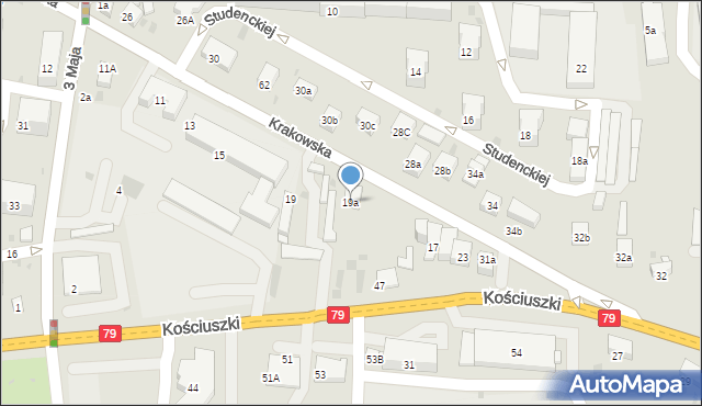 Krzeszowice, Krakowska, 19a, mapa Krzeszowice