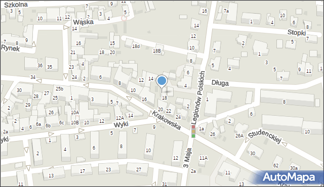 Krzeszowice, Krakowska, 20a, mapa Krzeszowice