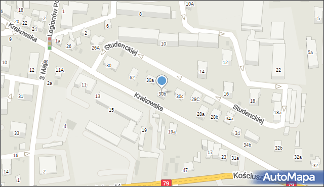 Krzeszowice, Krakowska, 30b, mapa Krzeszowice