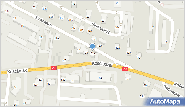 Krzeszowice, Krakowska, 31a, mapa Krzeszowice