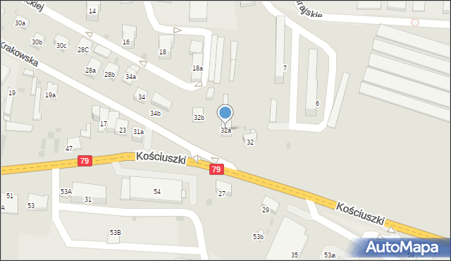 Krzeszowice, Krakowska, 32a, mapa Krzeszowice