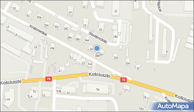 Krzeszowice, Krakowska, 34b, mapa Krzeszowice