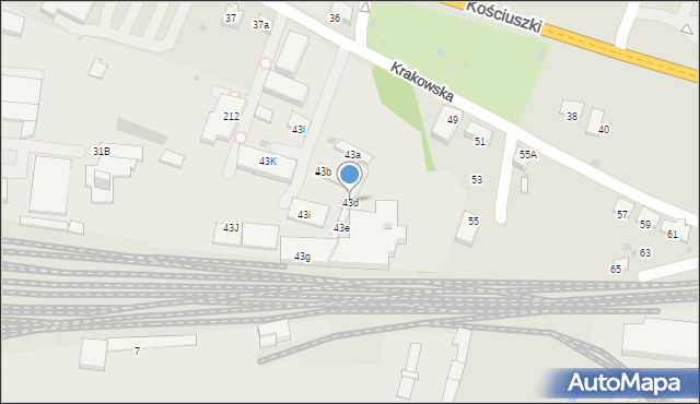 Krzeszowice, Krakowska, 43d, mapa Krzeszowice