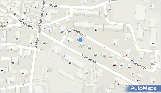 Krzeszowice, Krakowska, 62, mapa Krzeszowice