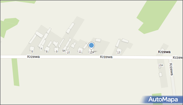 Krzewa, Krzewa, 12A, mapa Krzewa