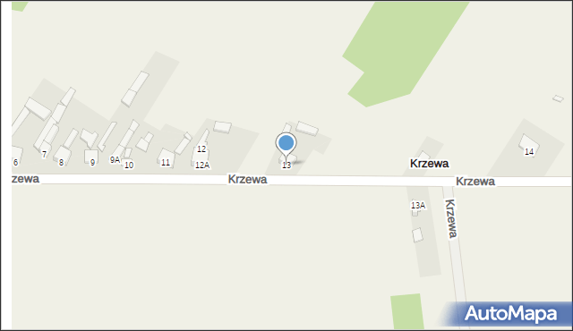 Krzewa, Krzewa, 13, mapa Krzewa