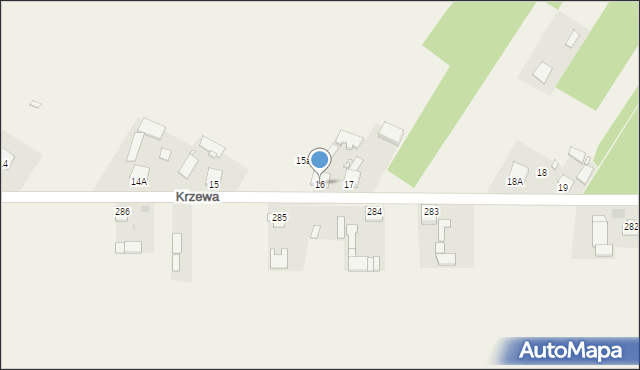 Krzewa, Krzewa, 16, mapa Krzewa