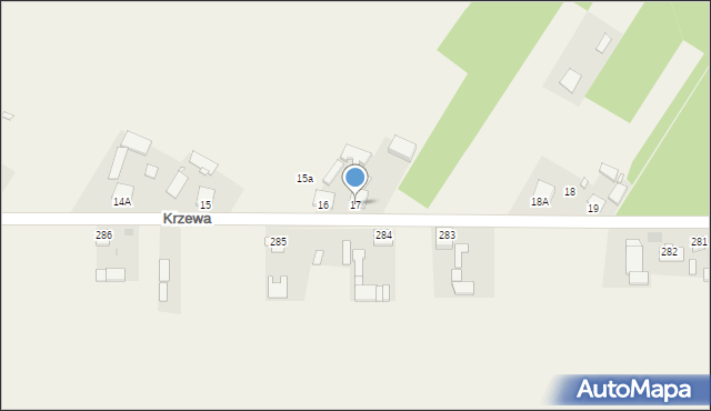 Krzewa, Krzewa, 17, mapa Krzewa