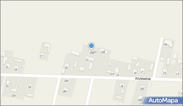 Krzewina, Krzewina, 23a, mapa Krzewina