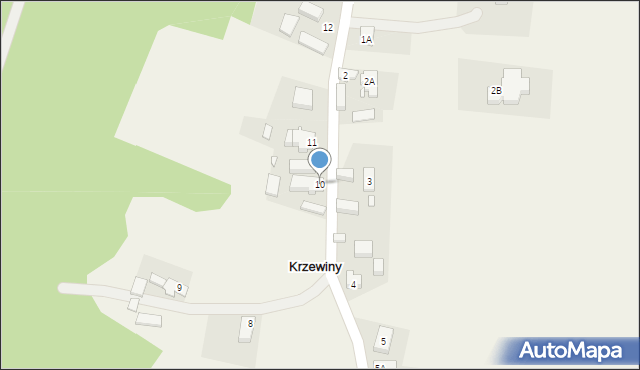 Krzewiny, Krzewiny, 10, mapa Krzewiny