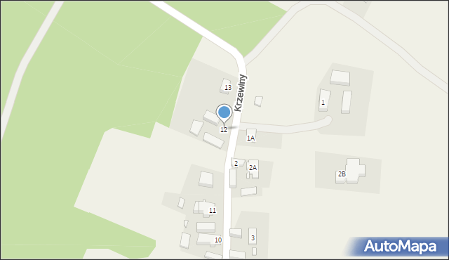 Krzewiny, Krzewiny, 12, mapa Krzewiny