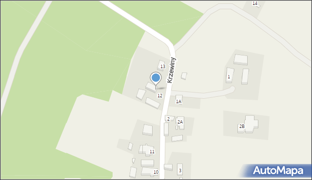 Krzewiny, Krzewiny, 12A, mapa Krzewiny