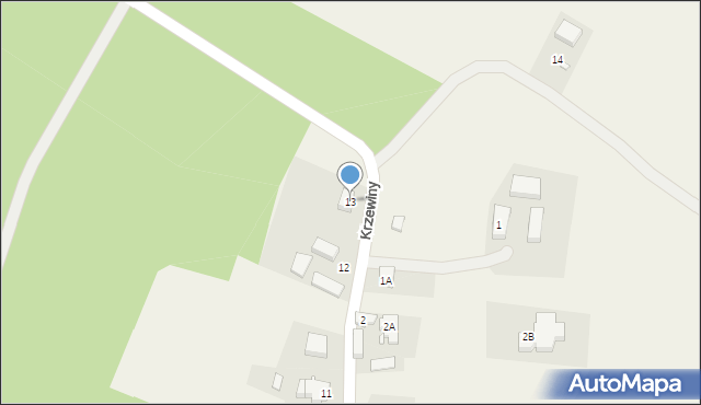 Krzewiny, Krzewiny, 13, mapa Krzewiny