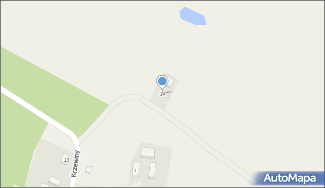 Krzewiny, Krzewiny, 14, mapa Krzewiny