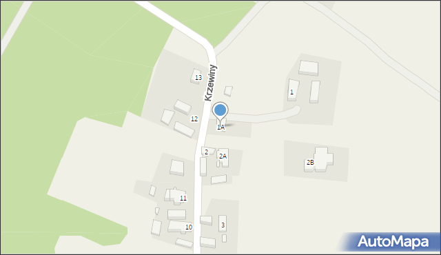 Krzewiny, Krzewiny, 1A, mapa Krzewiny