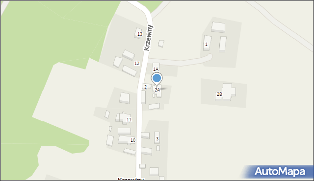 Krzewiny, Krzewiny, 2A, mapa Krzewiny