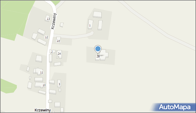 Krzewiny, Krzewiny, 2B, mapa Krzewiny