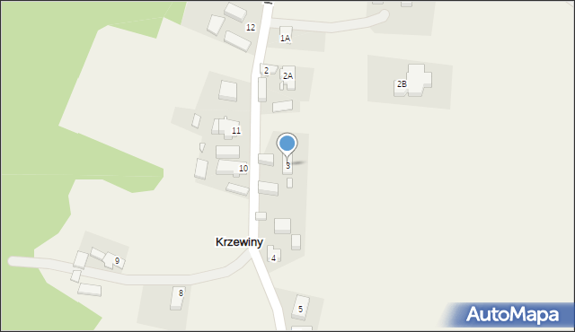 Krzewiny, Krzewiny, 3, mapa Krzewiny