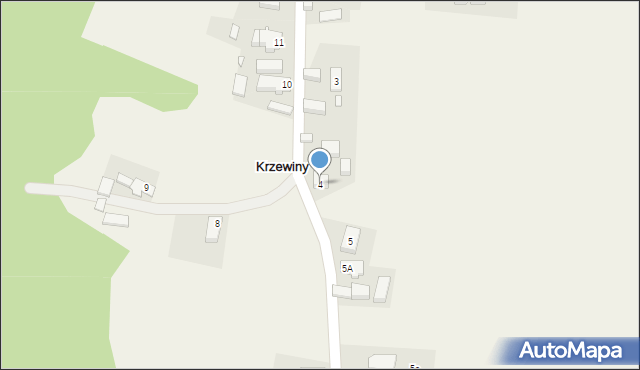 Krzewiny, Krzewiny, 4, mapa Krzewiny