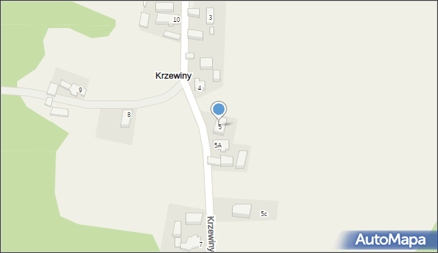 Krzewiny, Krzewiny, 5, mapa Krzewiny