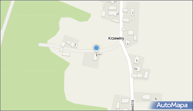 Krzewiny, Krzewiny, 8, mapa Krzewiny
