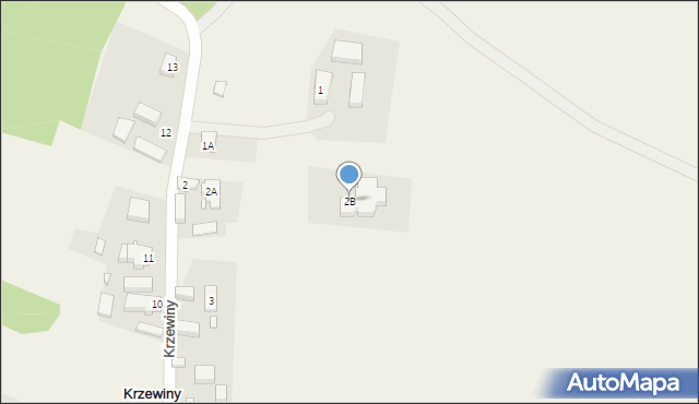 Krzewiny, Krzewiny, 2B, mapa Krzewiny