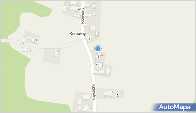 Krzewiny, Krzewiny, 5, mapa Krzewiny