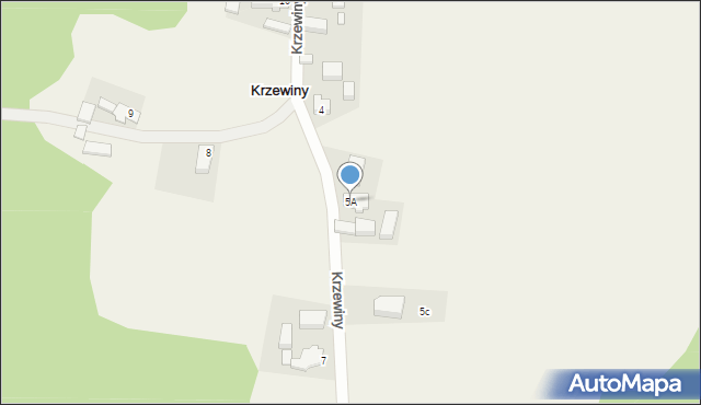 Krzewiny, Krzewiny, 5A, mapa Krzewiny