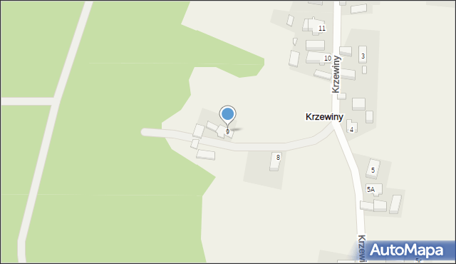 Krzewiny, Krzewiny, 9, mapa Krzewiny