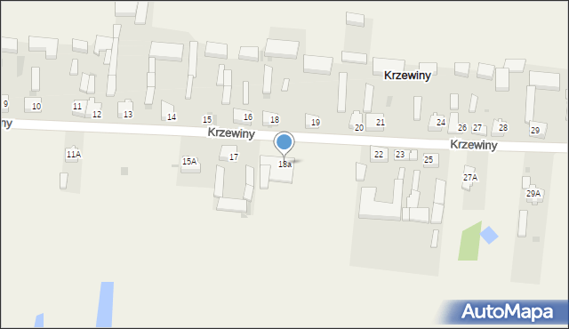 Krzewiny, Krzewiny, 18a, mapa Krzewiny