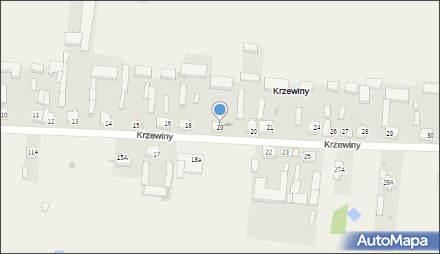 Krzewiny, Krzewiny, 19, mapa Krzewiny
