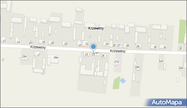 Krzewiny, Krzewiny, 23, mapa Krzewiny