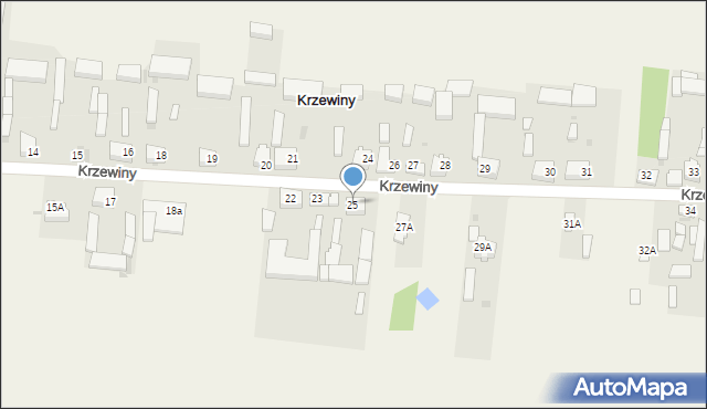 Krzewiny, Krzewiny, 25, mapa Krzewiny