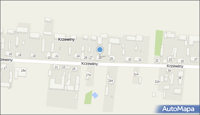 Krzewiny, Krzewiny, 28, mapa Krzewiny