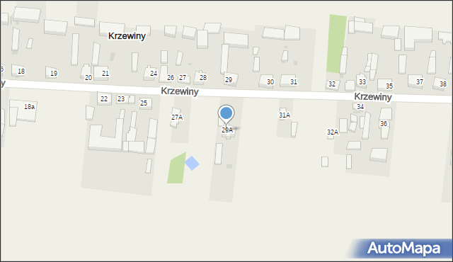 Krzewiny, Krzewiny, 29A, mapa Krzewiny