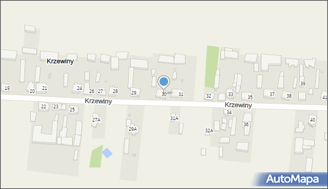Krzewiny, Krzewiny, 30, mapa Krzewiny