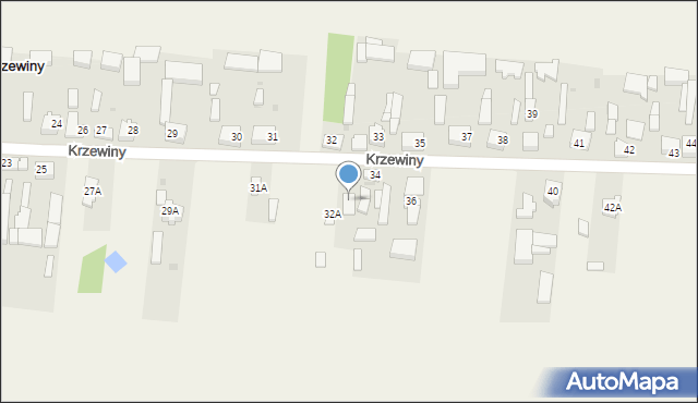 Krzewiny, Krzewiny, 34a, mapa Krzewiny