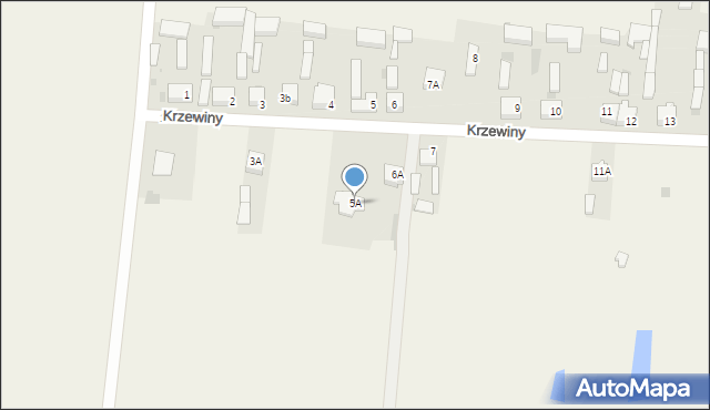 Krzewiny, Krzewiny, 5A, mapa Krzewiny