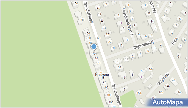 Krzewno, Krzewno, 70, mapa Krzewno