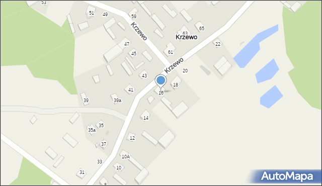Krzewo, Krzewo, 16, mapa Krzewo