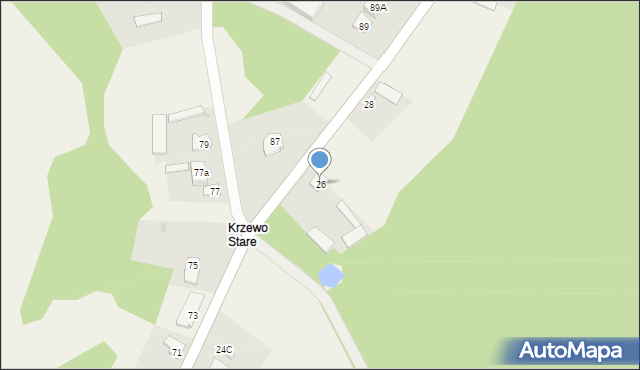 Krzewo, Krzewo, 26, mapa Krzewo